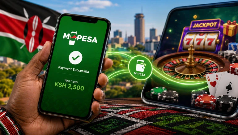 M-Pesa betting sites in Kenya deposit via STK push on a mobile phone